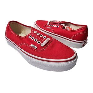 Vans Off the Wall Authentic Canvas Sneaker Shoes Red‎ White Size Women 8 Men 6.5